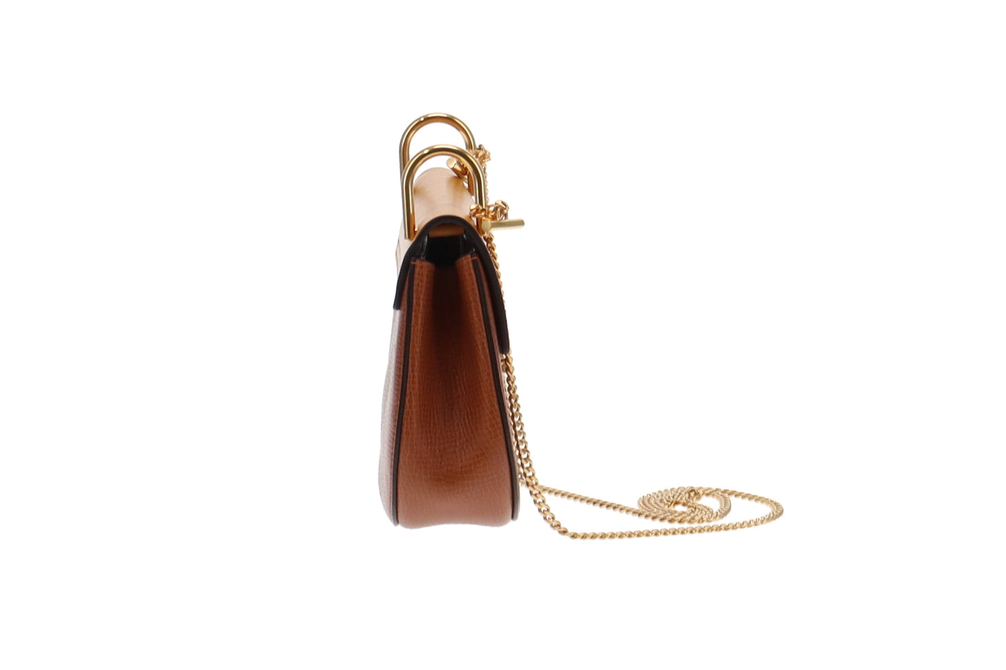 Chloe Tan Grained Leather and Mustard Smooth Leather Mini Drew