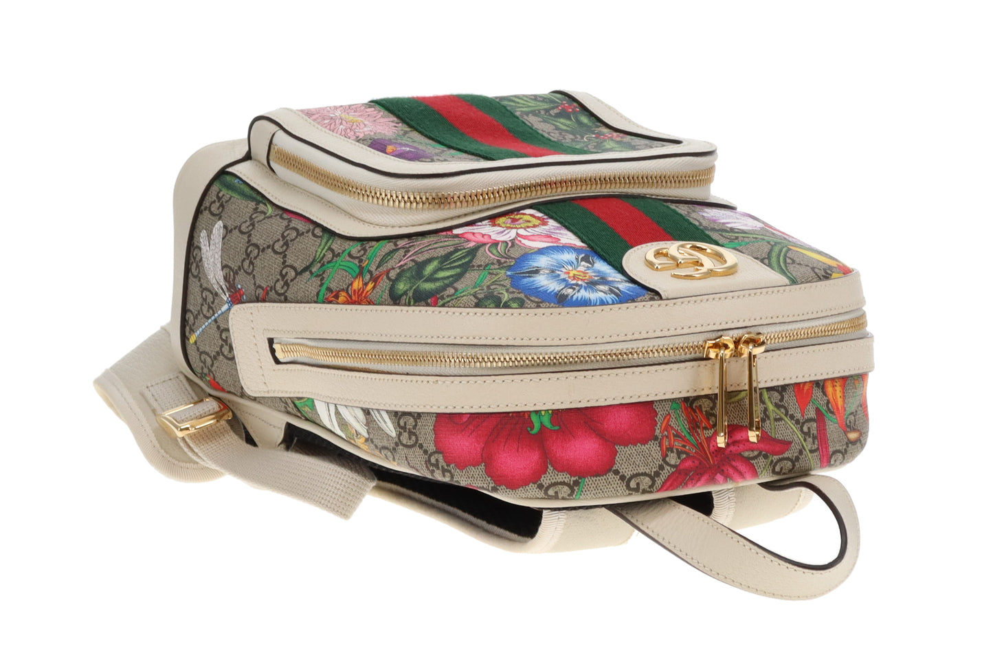 Gucci Ophidia Backpack Flora GG Supreme and Ivory Leather