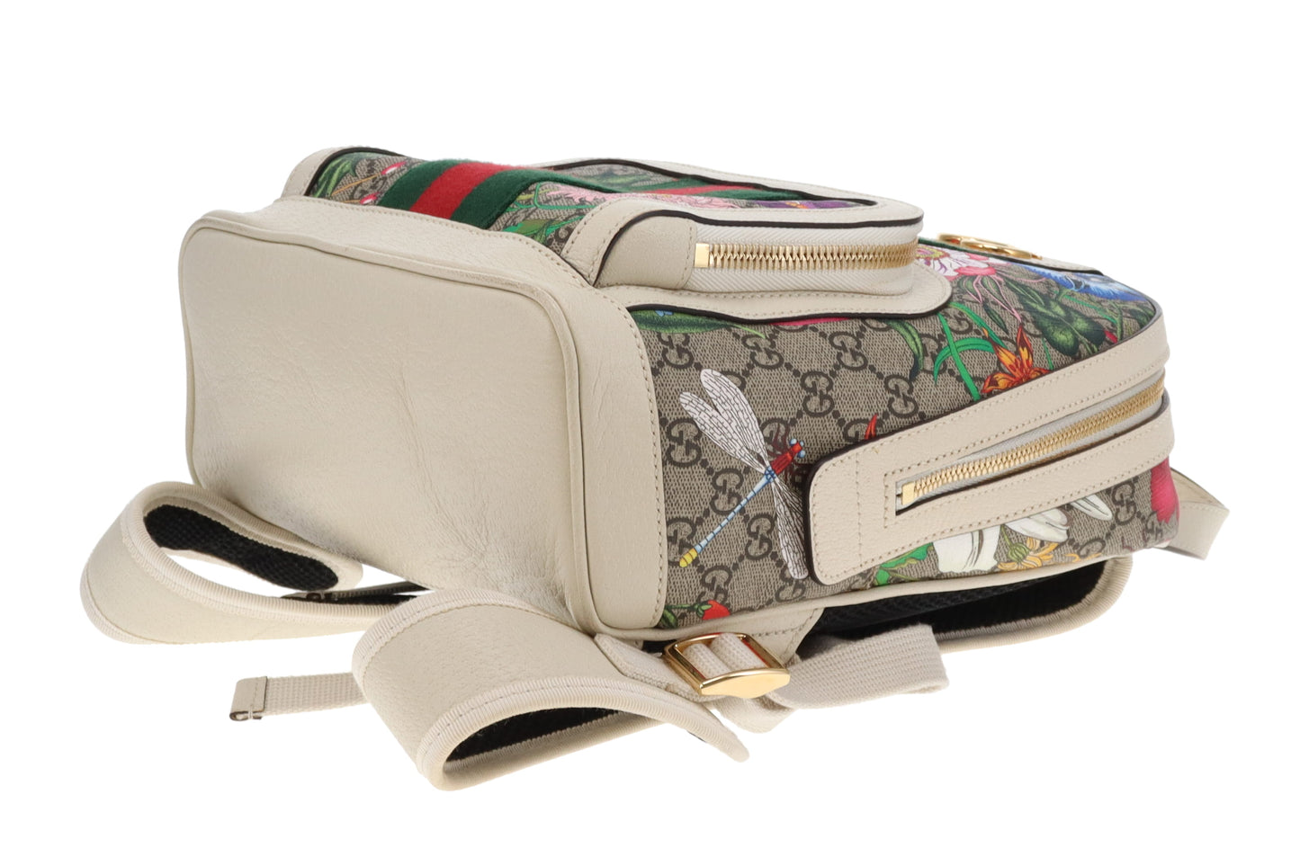 Gucci Ophidia Backpack Flora GG Supreme and Ivory Leather