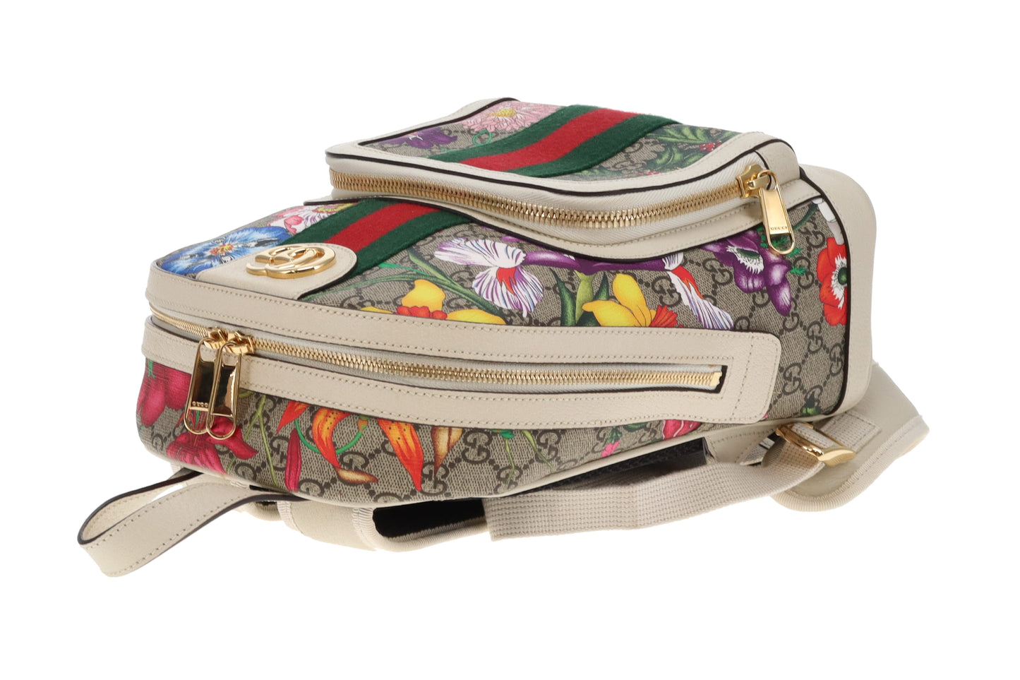 Gucci Ophidia Backpack Flora GG Supreme and Ivory Leather