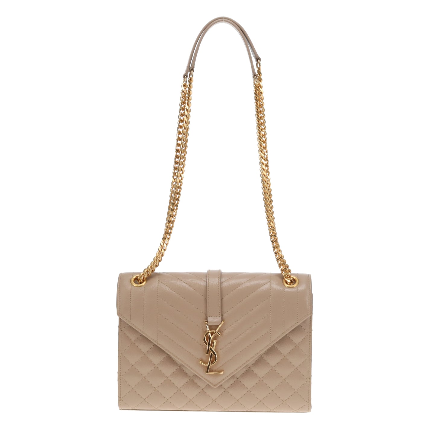 Saint Laurent Envelope Satchel Medium Beige GHW 2024