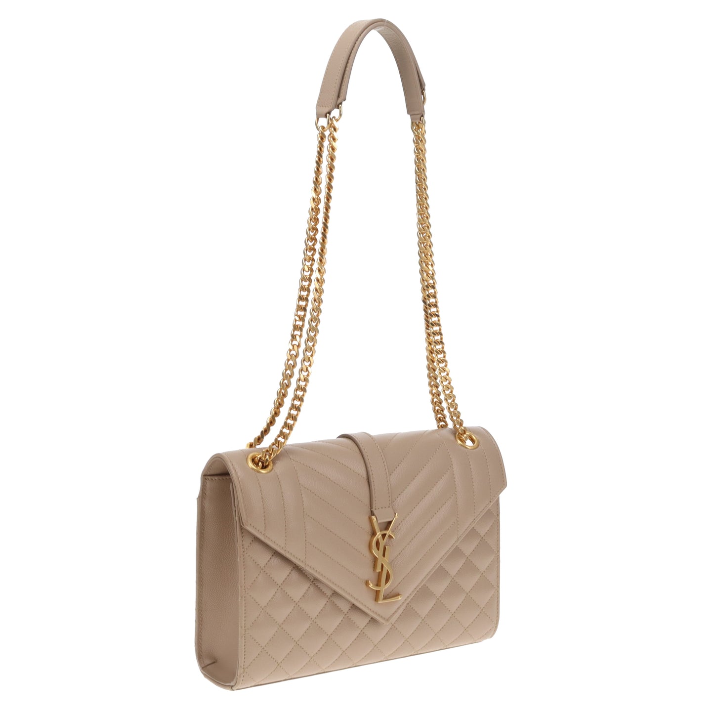 Saint Laurent Envelope Satchel Medium Beige GHW 2024