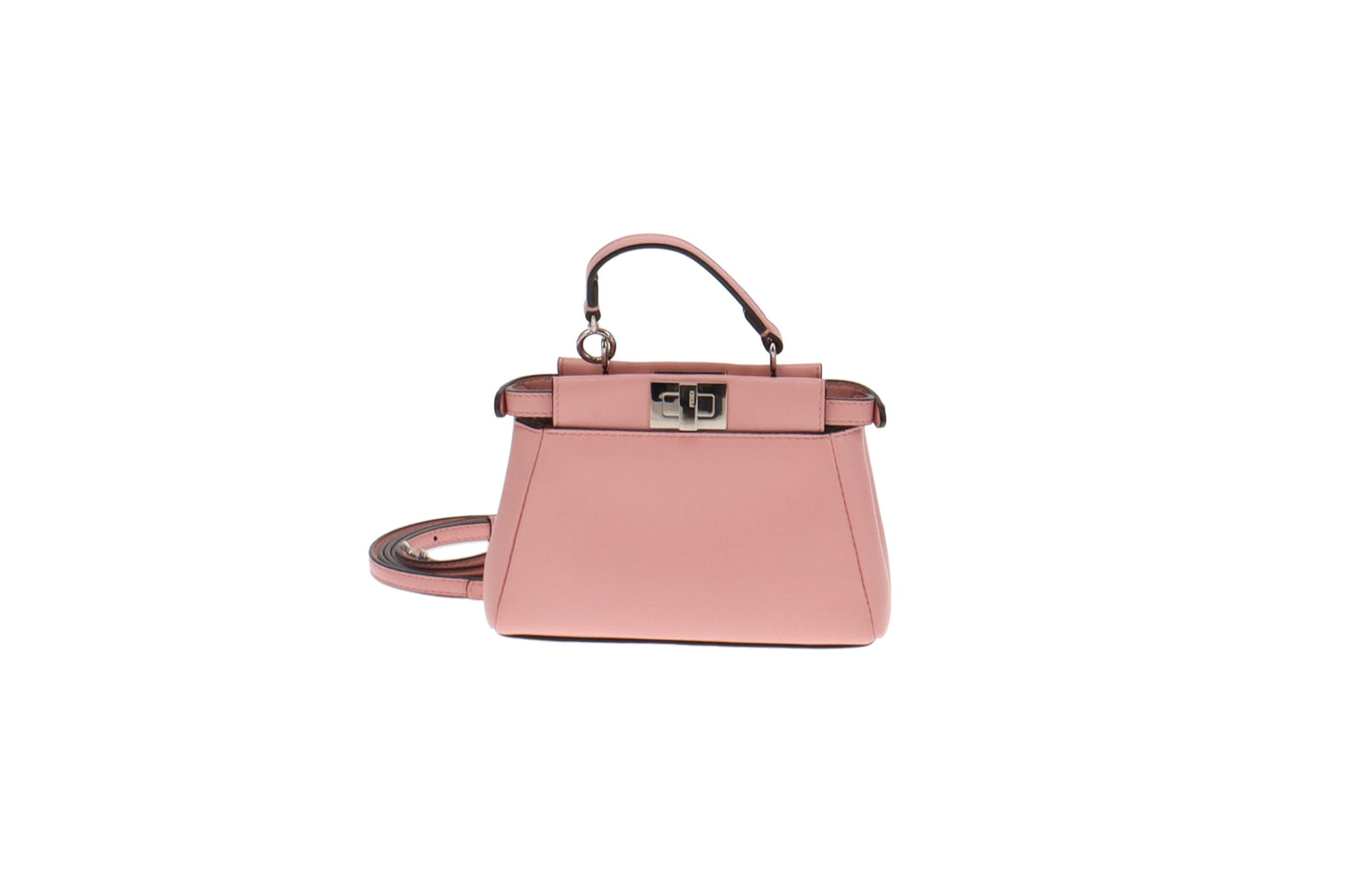 Fendi Micro Peekaboo Nappa Bubblegum Leather With Flowers