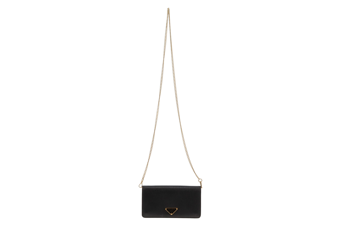 Prada Chain Wallet Black Saffiano GHW