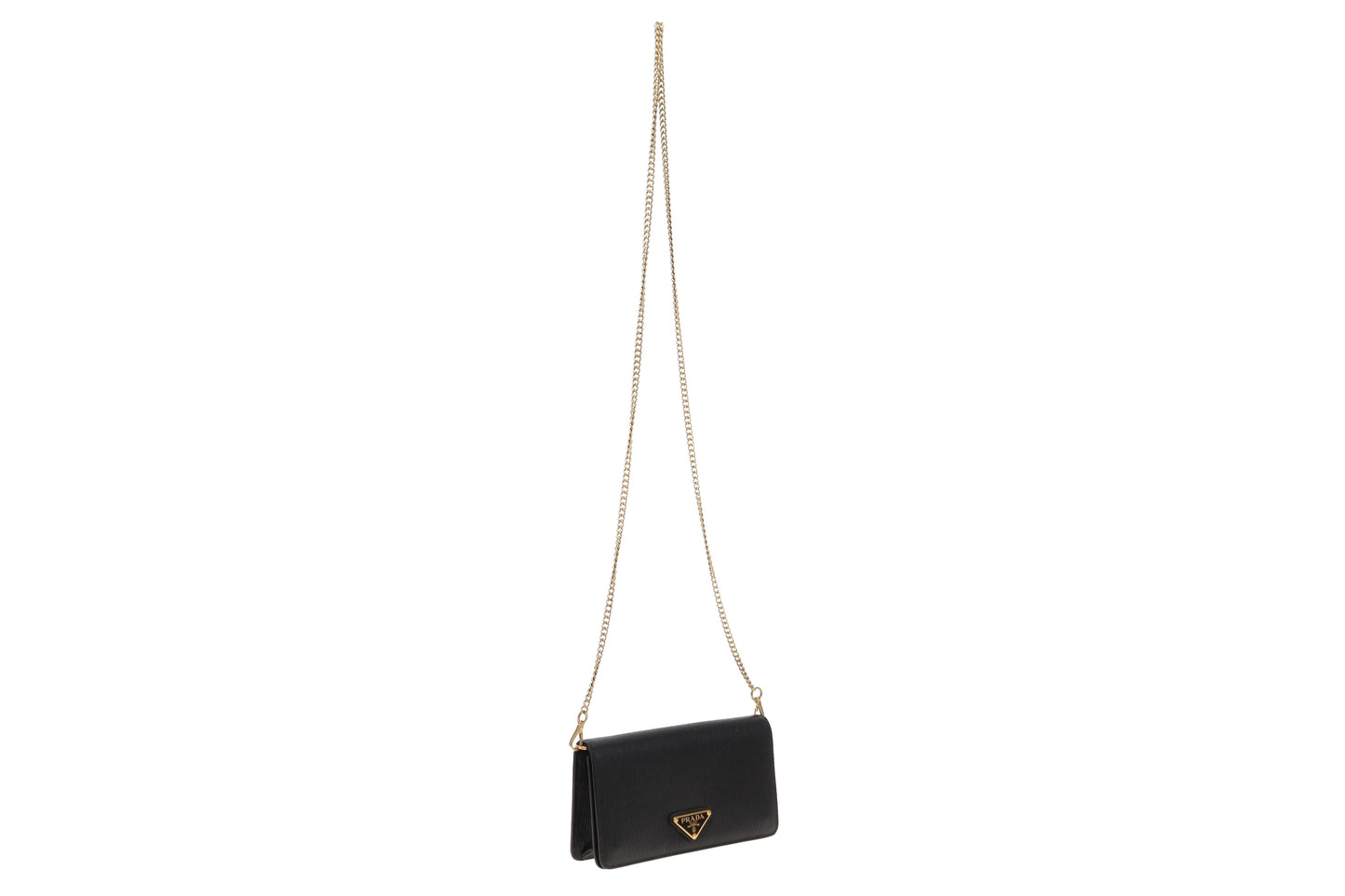 Prada Chain Wallet Black Saffiano GHW