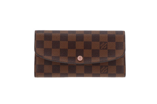 Louis Vuitton Emilie Wallet Damier Ebene & Rose Ballerine CA4188 (hotstamped LH)