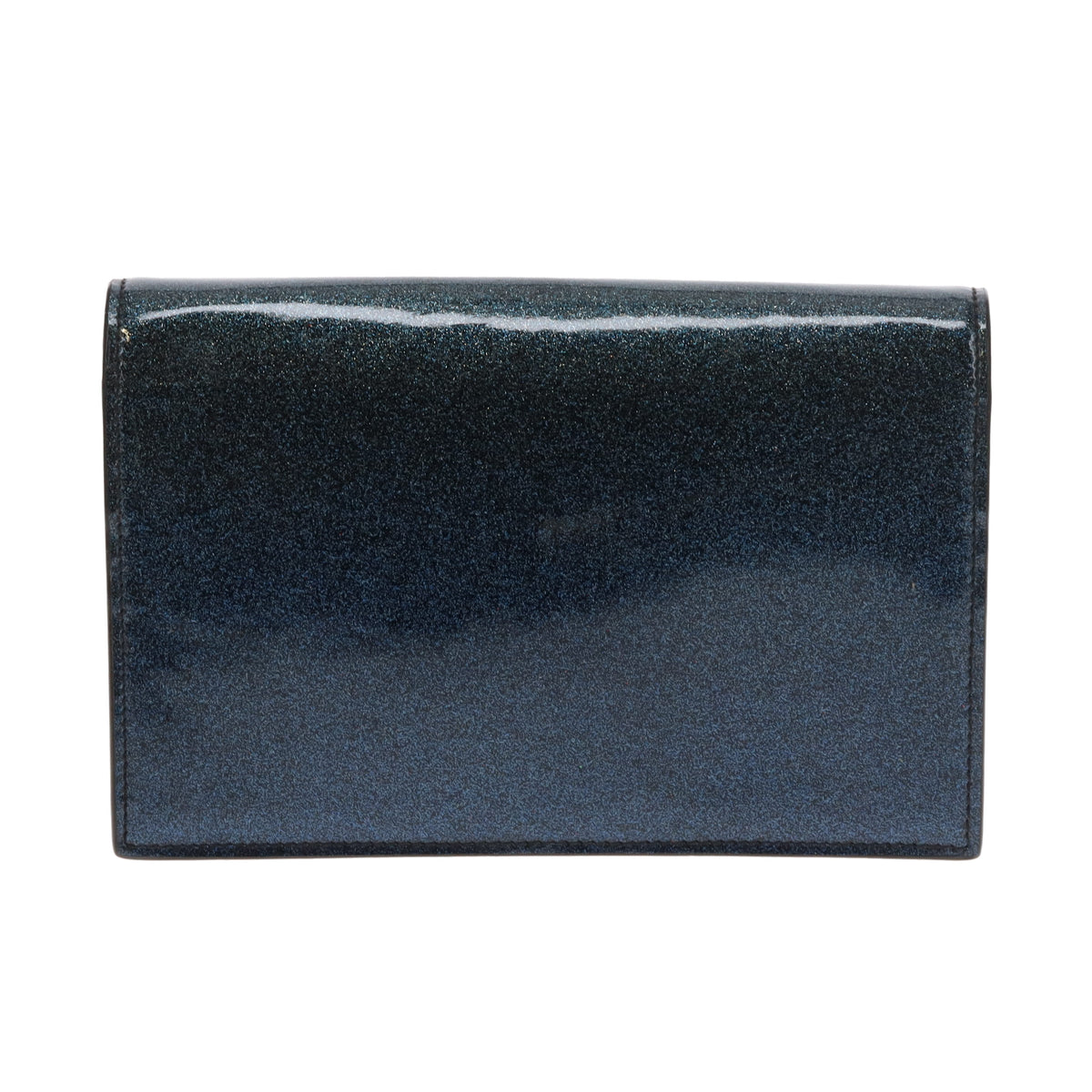 Saint Laurent Kate Tassel Wallet On Chain In Blue Sparkle Patent Leather