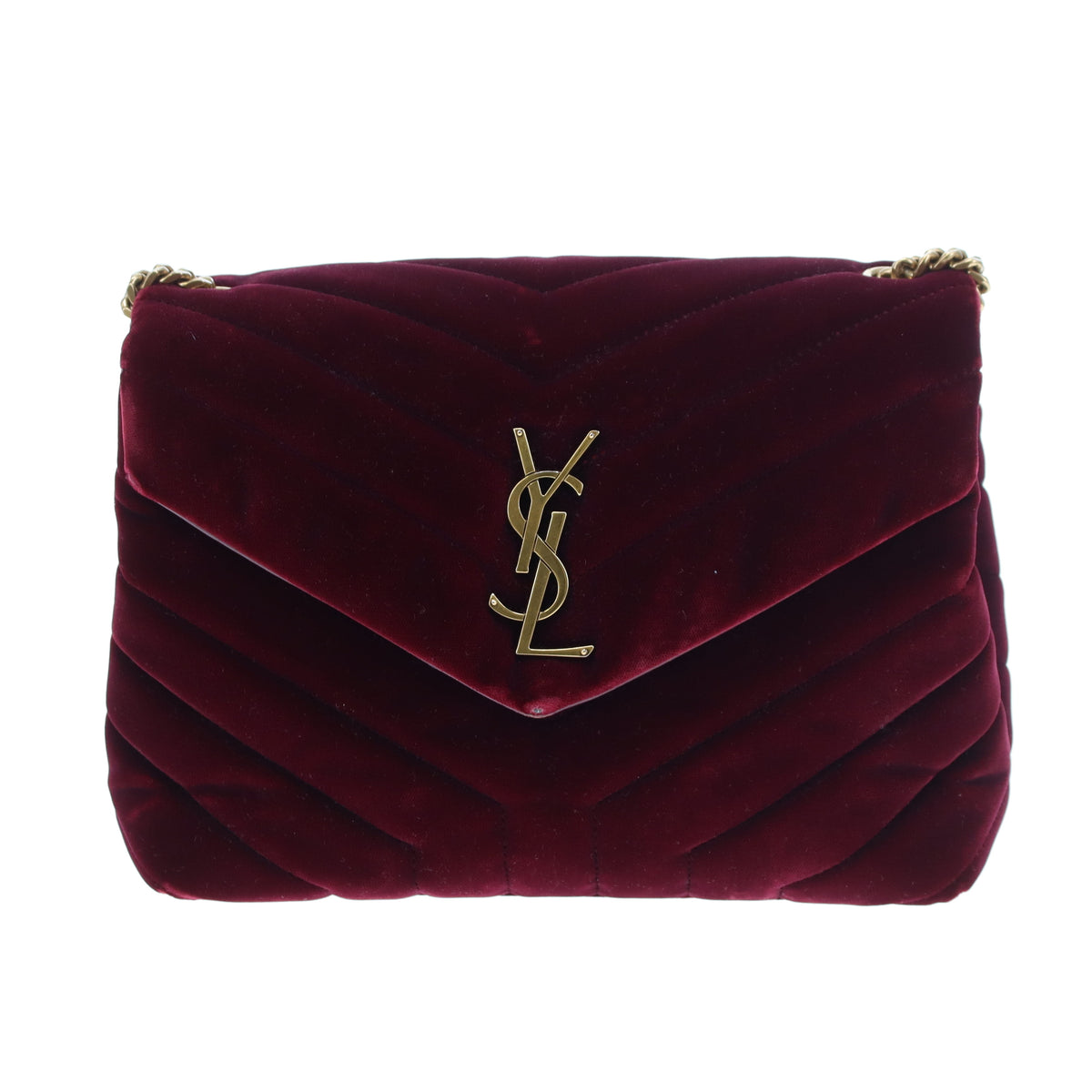 Saint Laurent Lou Lou Small In Burgundy Velvet
