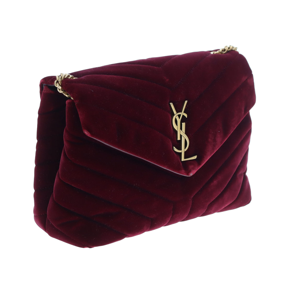 Saint Laurent Lou Lou Small In Burgundy Velvet