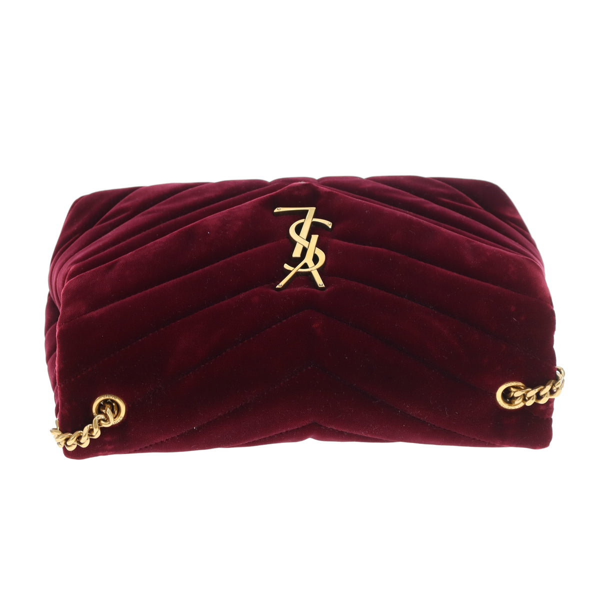 Saint Laurent Lou Lou Small In Burgundy Velvet