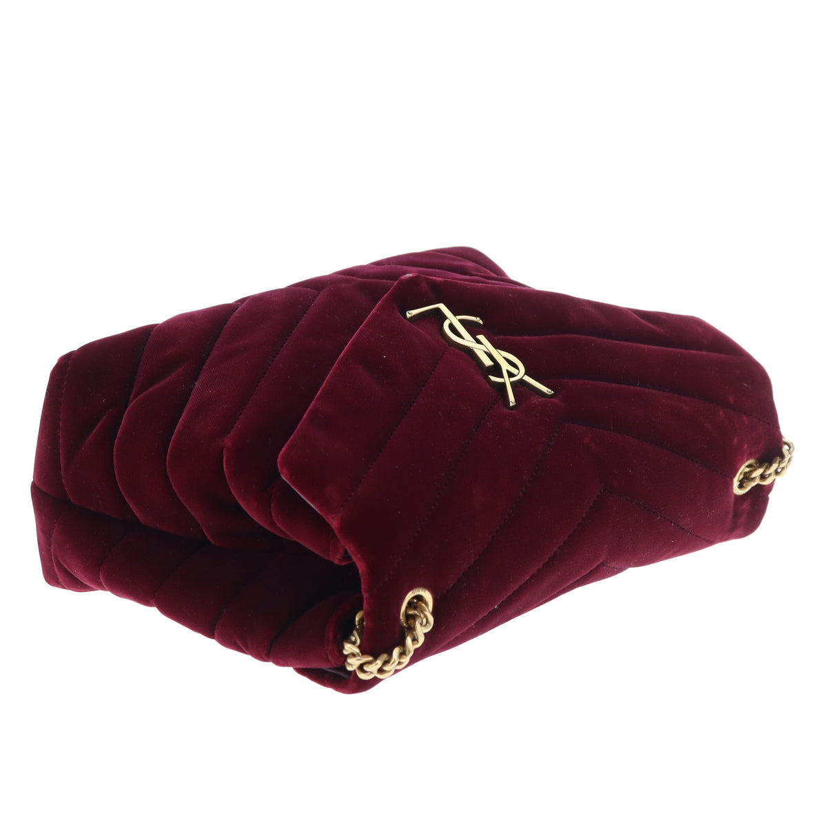 Saint Laurent Lou Lou Small In Burgundy Velvet