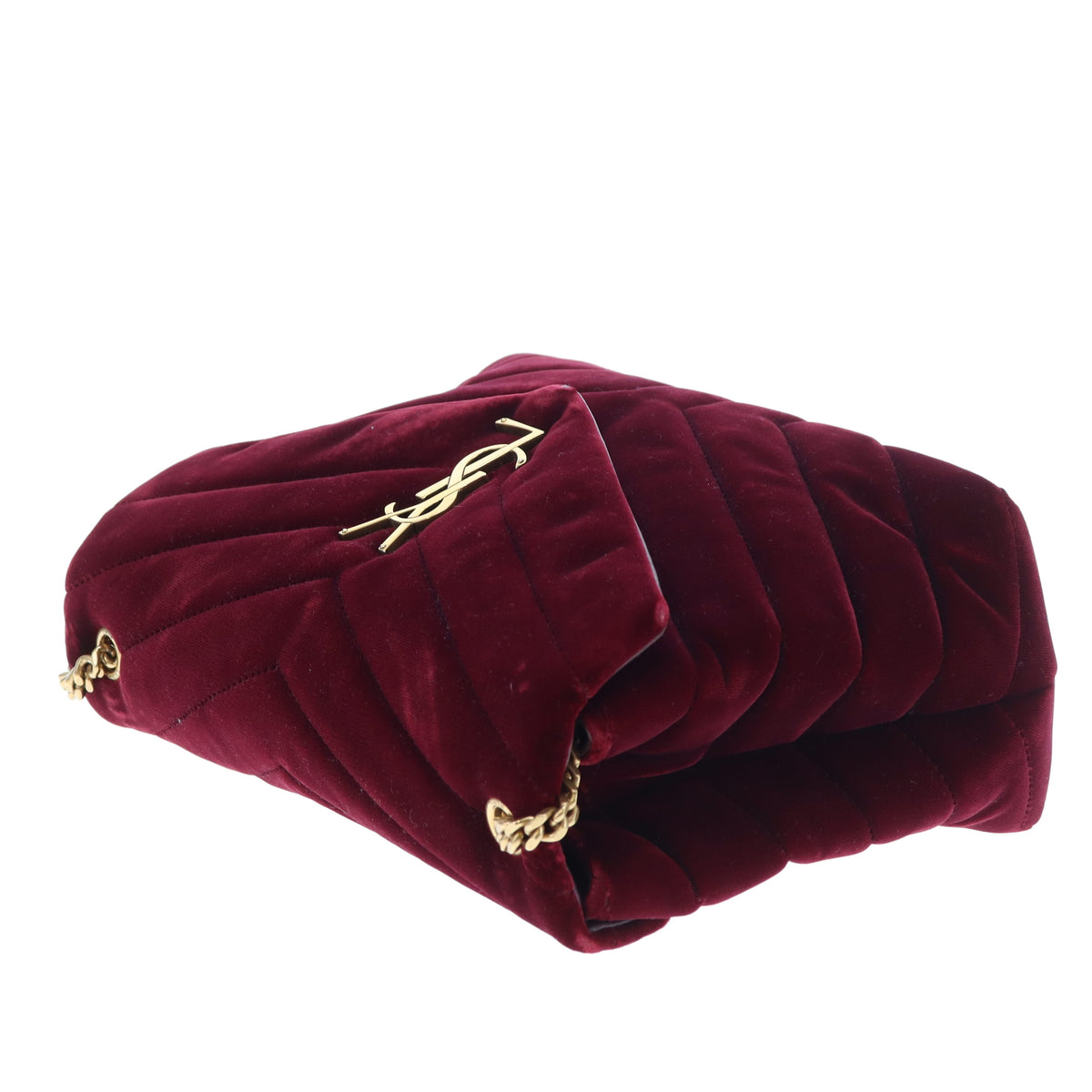Saint Laurent Lou Lou Small In Burgundy Velvet