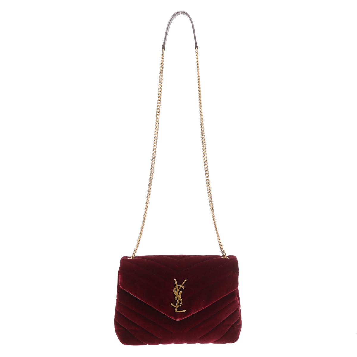 Saint Laurent Lou Lou Small In Burgundy Velvet