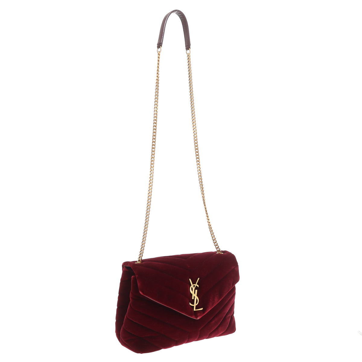 Saint Laurent Lou Lou Small In Burgundy Velvet