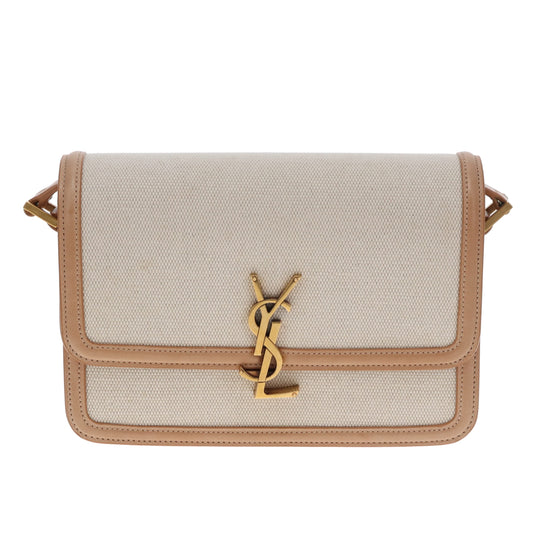 Saint Laurent Solferino Medium Satchel In Canvas & Leather