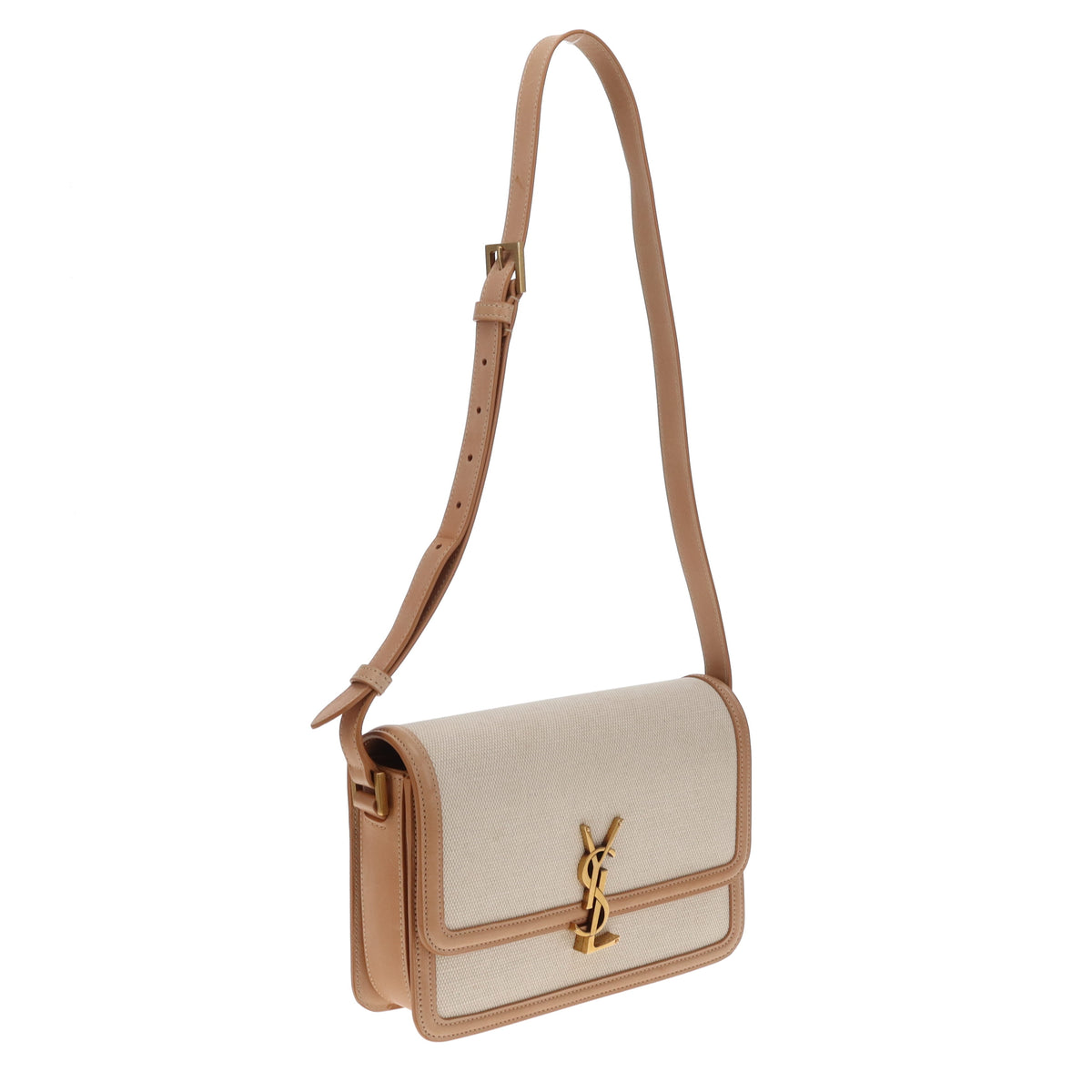 Saint Laurent Solferino Medium Satchel In Canvas & Leather