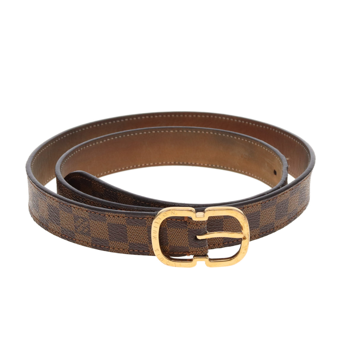 Louis Vuitton Trunk Belt In Damier Ebene & Gold Buckle 85/34 BC2134