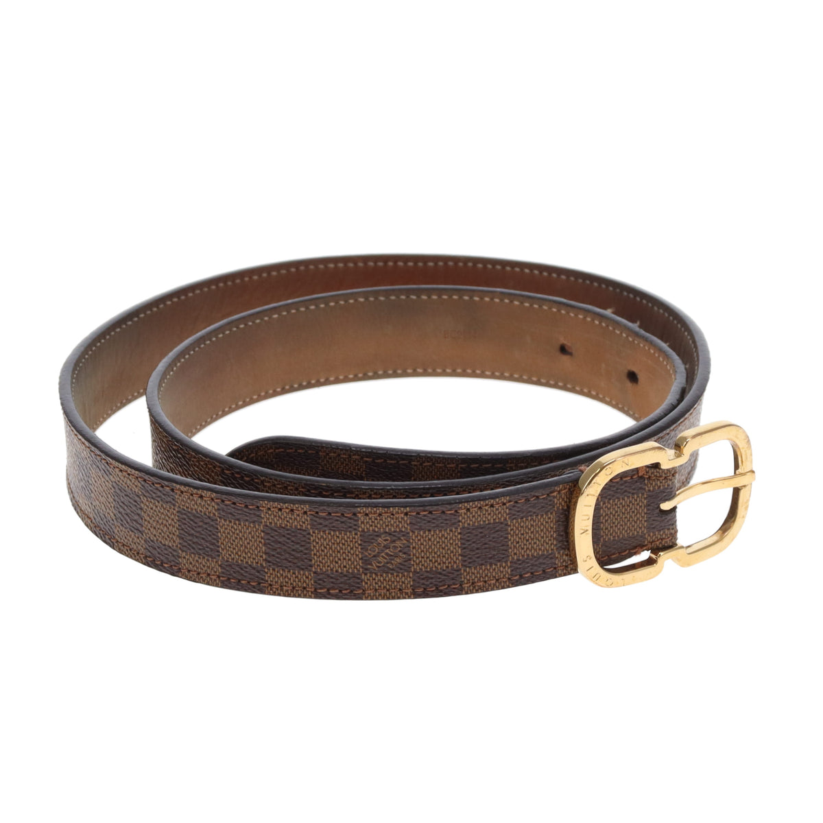 Louis Vuitton Trunk Belt In Damier Ebene & Gold Buckle 85/34 BC2134