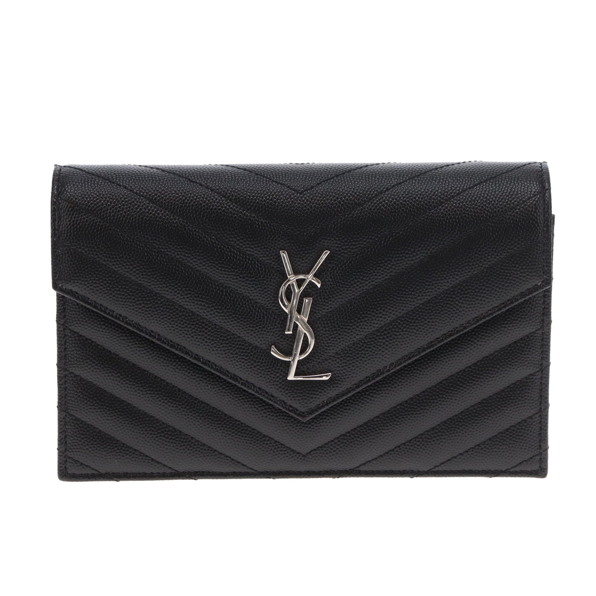 Saint Laurent Monogram Embossed Leather Chain Wallet