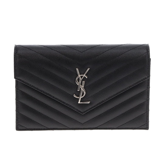 Saint Laurent Monogram Embossed Leather Chain Wallet