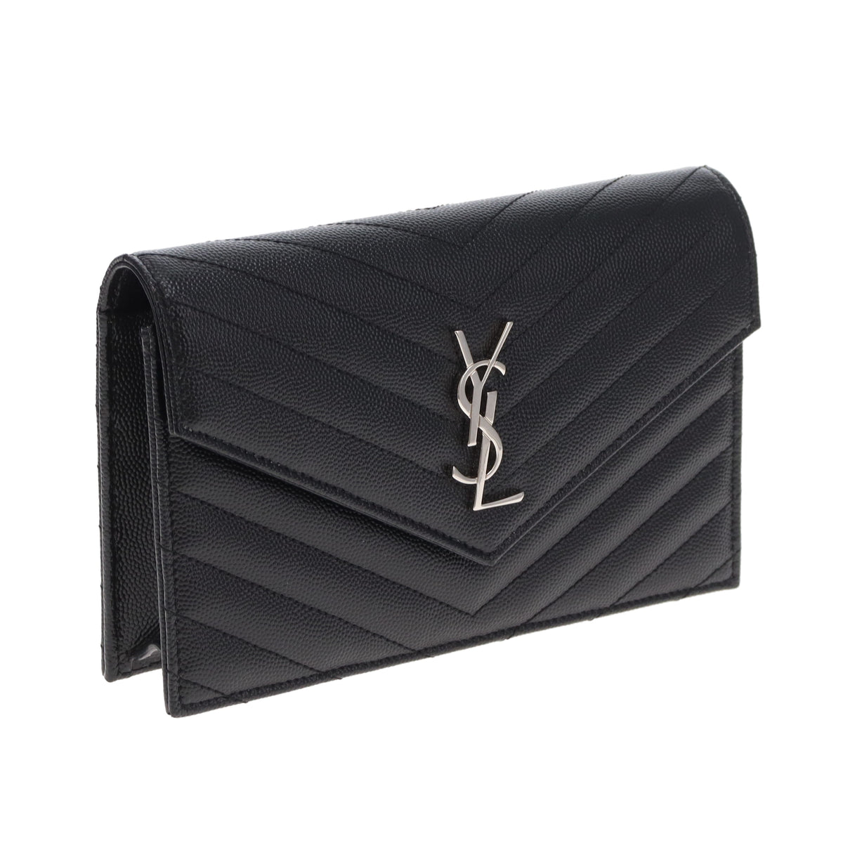 Saint Laurent Monogram Embossed Leather Chain Wallet