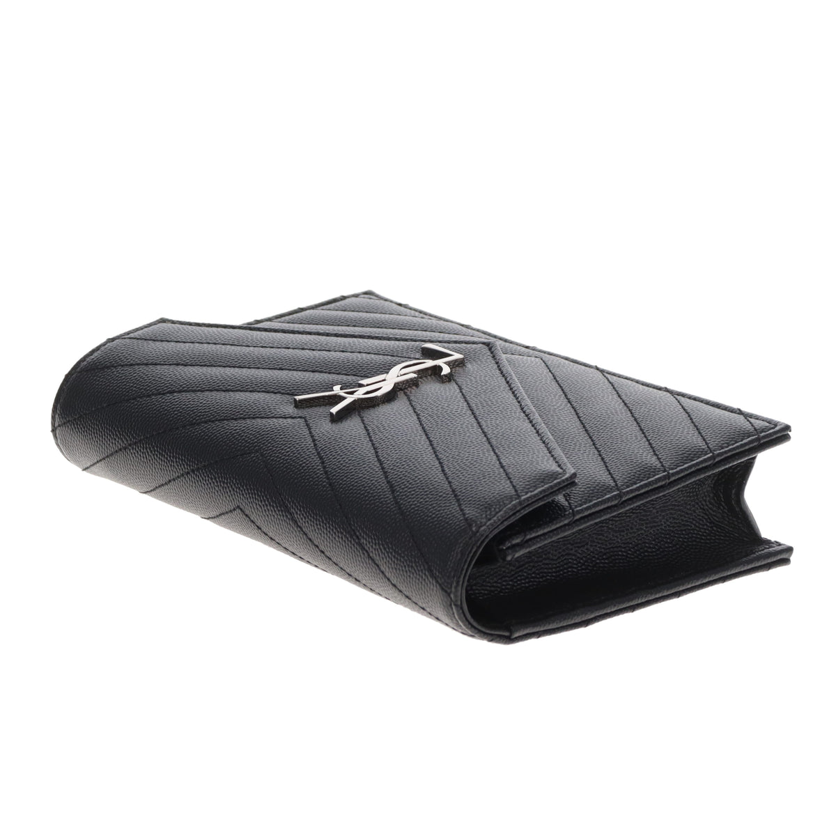 Saint Laurent Monogram Embossed Leather Chain Wallet