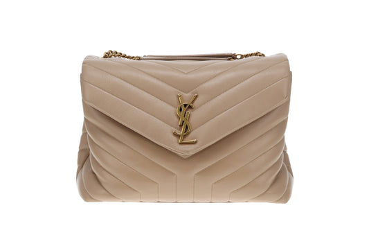 Saint Laurent Loulou Medium Beige Chevron
