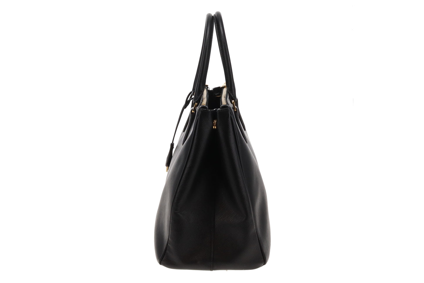 Prada Galleria Doube Zip Large Tote Black Saffiano Lux GHW