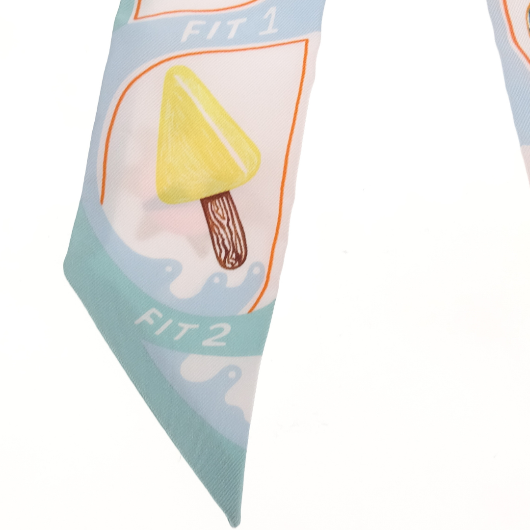 Hermes Twilly Funny Ice Cream Aqua/Orange/Jaune 100% Silk