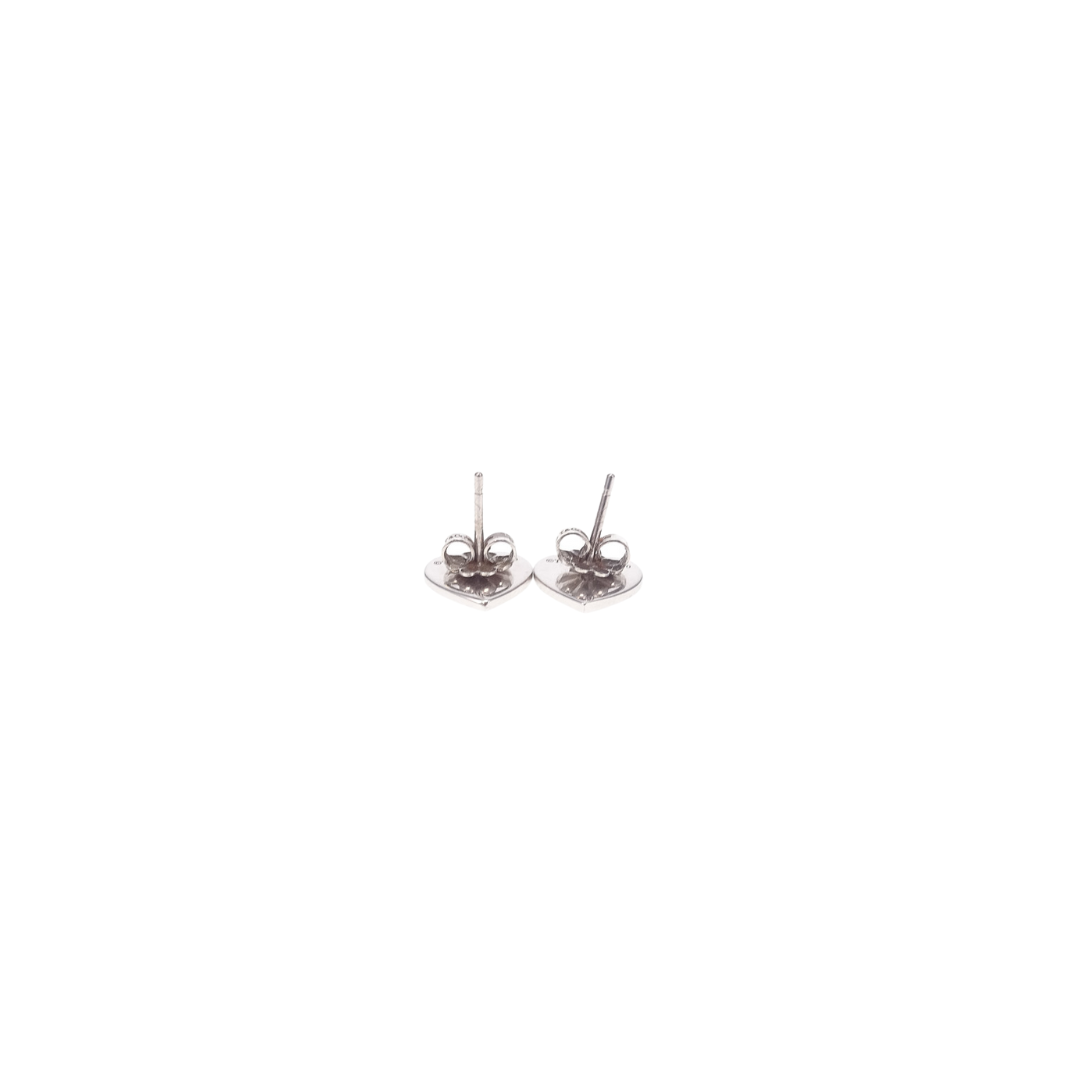 Tiffany & Co 18K White Gold RTT Mini Heart Earrings with 0.11 Total CW Diamond Surround