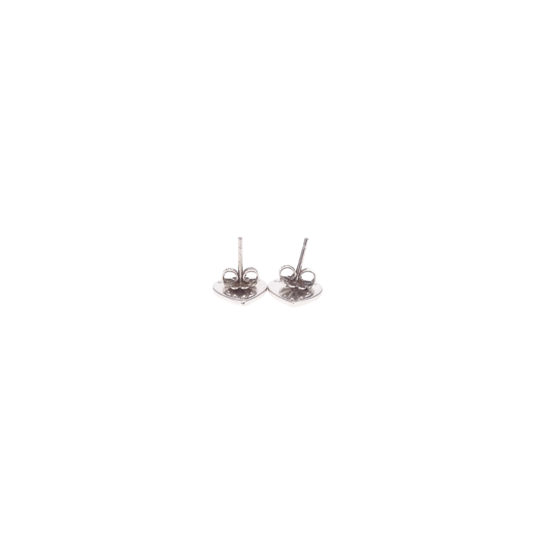 Tiffany & Co 18K White Gold RTT Mini Herat Earrings with 0.11 Total CW Diamond Surround