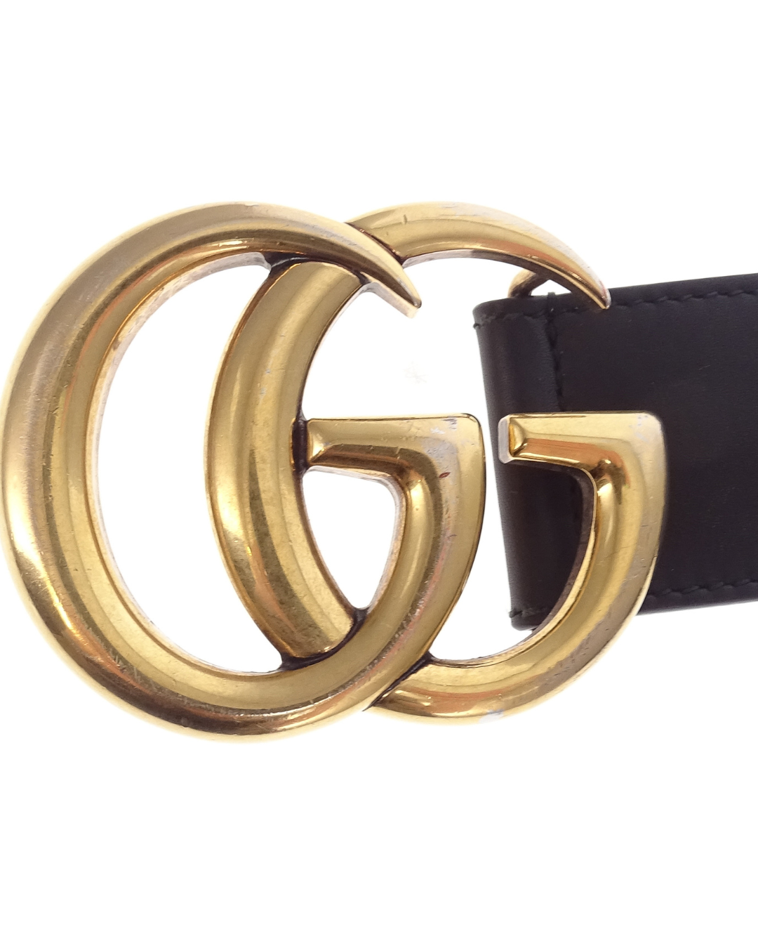 Gucci Black Leather GHW GG 4cm Belt 80cm