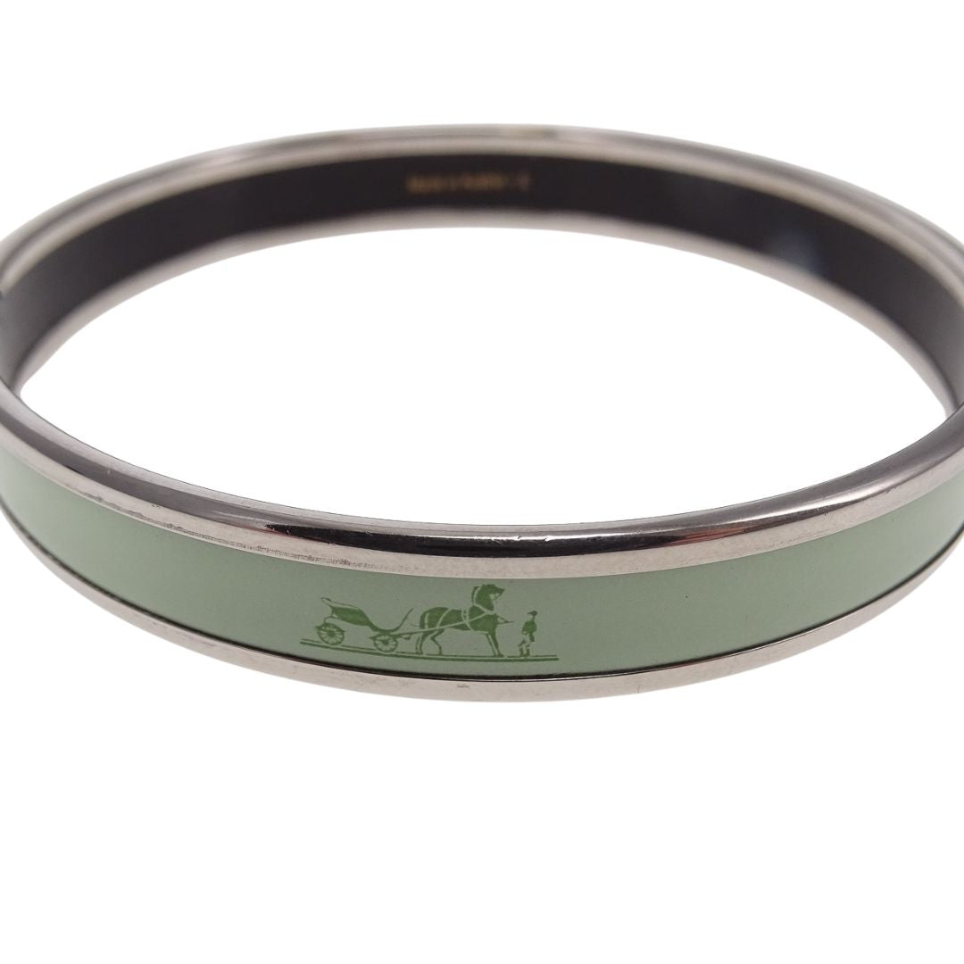 Hermes Printed Enamel Bangle Narrow Turqouise Small