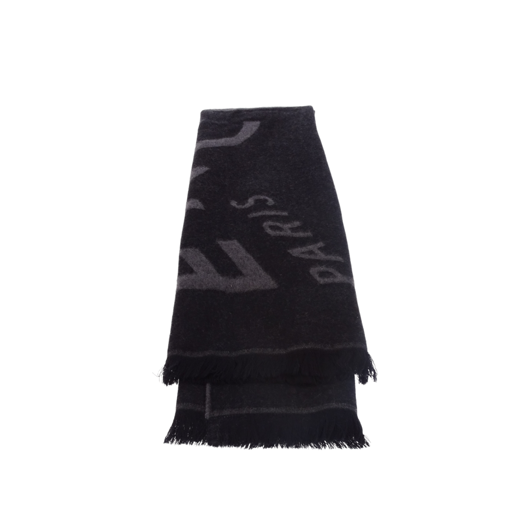 Givenchy Charcoal 100% Wool Logo Scarf