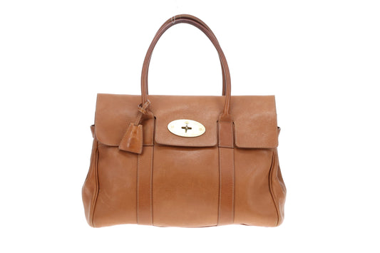 Mulberry Bayswater Natural Veg Tannded Leather In Oak With Brass