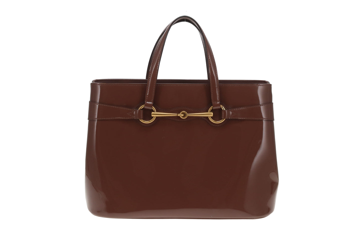 Gucci Horsebit Tote with Strap Mocha Patent Leather GHW