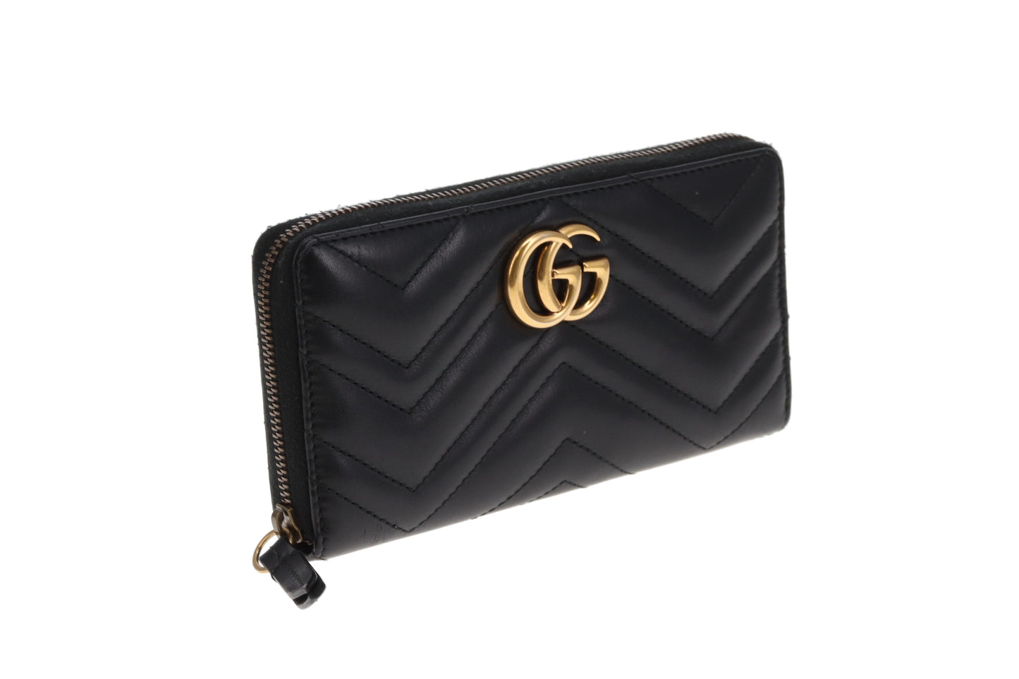 Gucci Marmont Long Zippy Wallet Black GHW