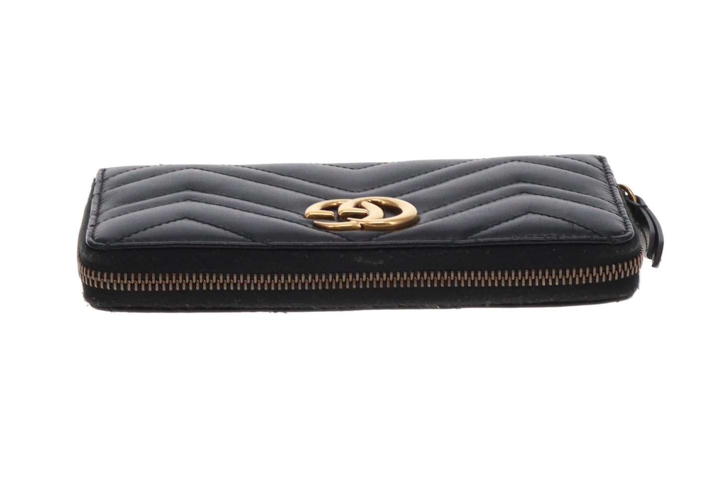 Gucci Marmont Long Zippy Wallet Black GHW