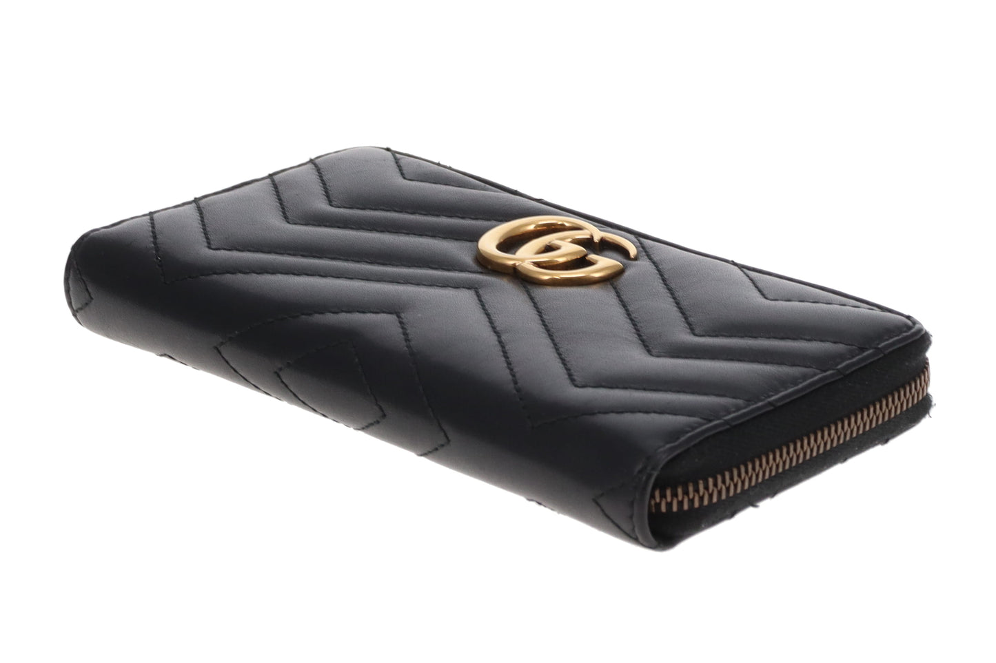 Gucci Marmont Long Zippy Wallet Black GHW