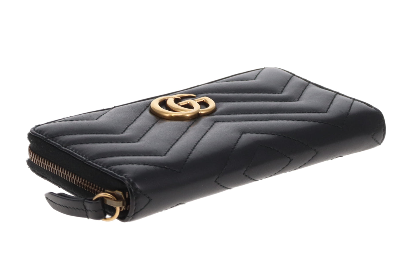 Gucci Marmont Long Zippy Wallet Black GHW