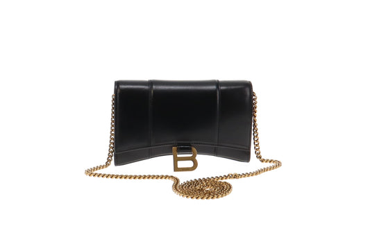 Balenciaga Hourglass Wallet On Chain Box In Black