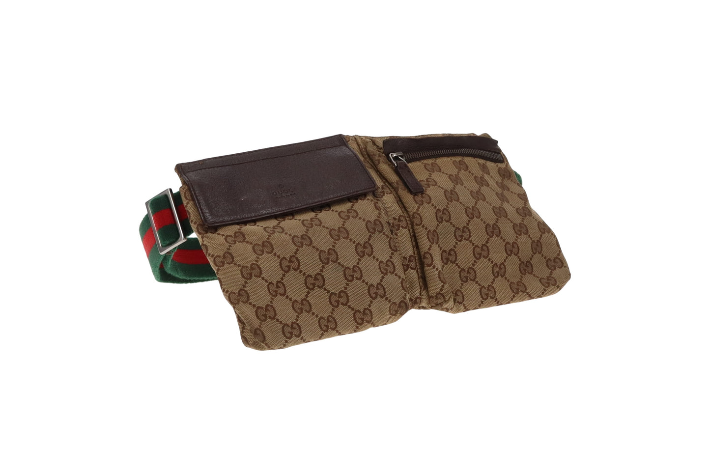 Gucci Vintage GG Canvas Twin Pocket Waist Bag