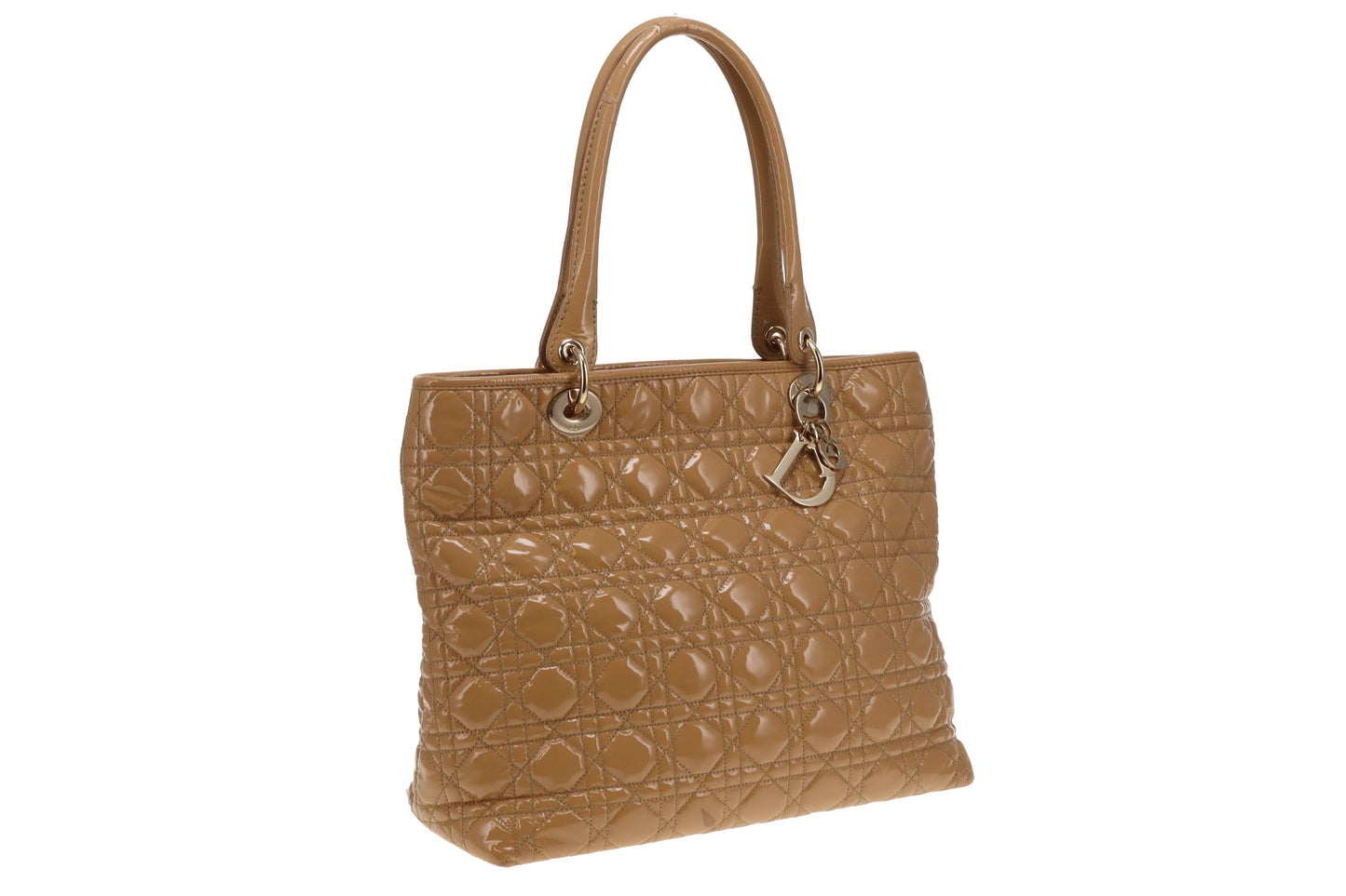 Dior Beige Cannage Patent Stitch Leather Quilted Tote 2010