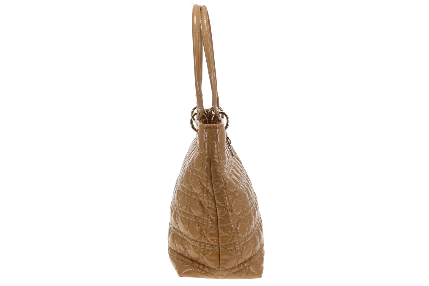 Dior Beige Cannage Patent Stitch Leather Quilted Tote 2010