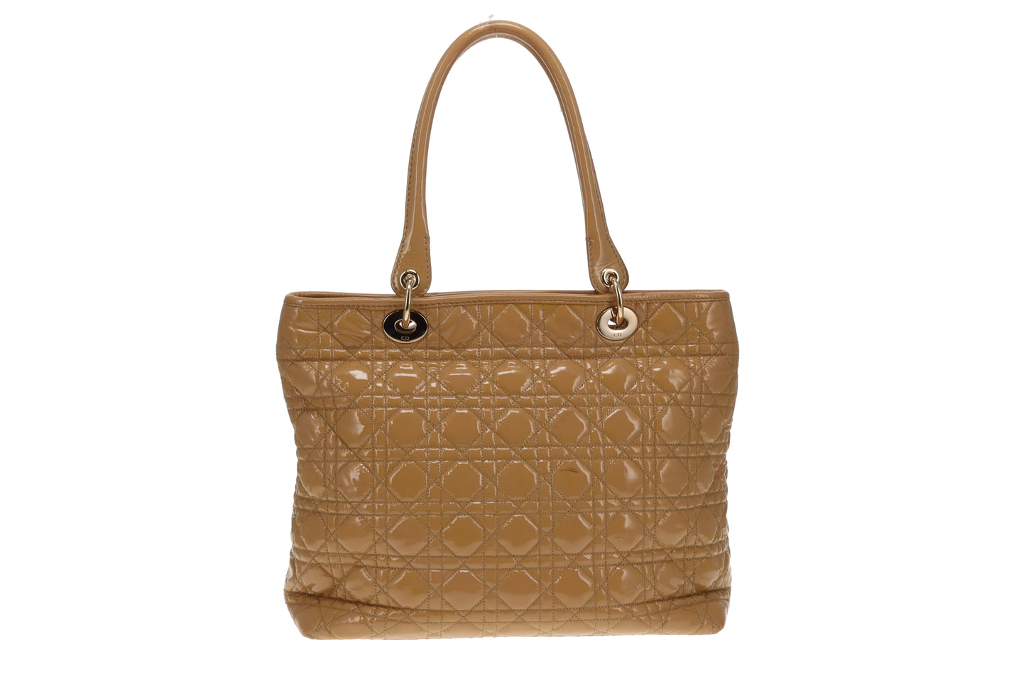 Dior Beige Cannage Patent Stitch Leather Quilted Tote 2010
