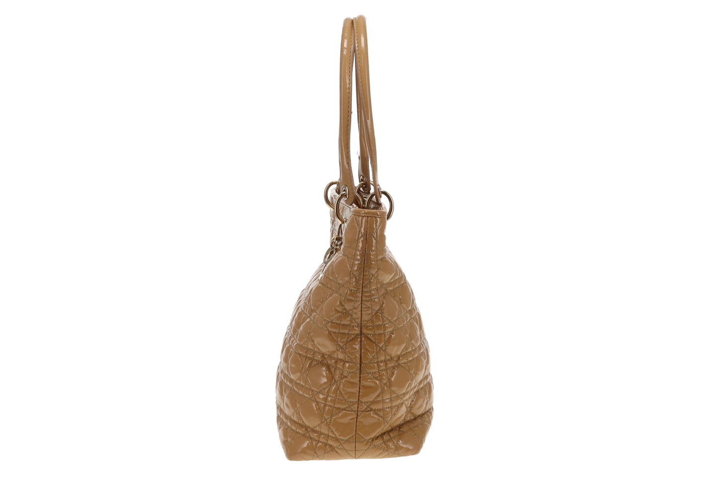 Dior Beige Cannage Patent Stitch Leather Quilted Tote 2010