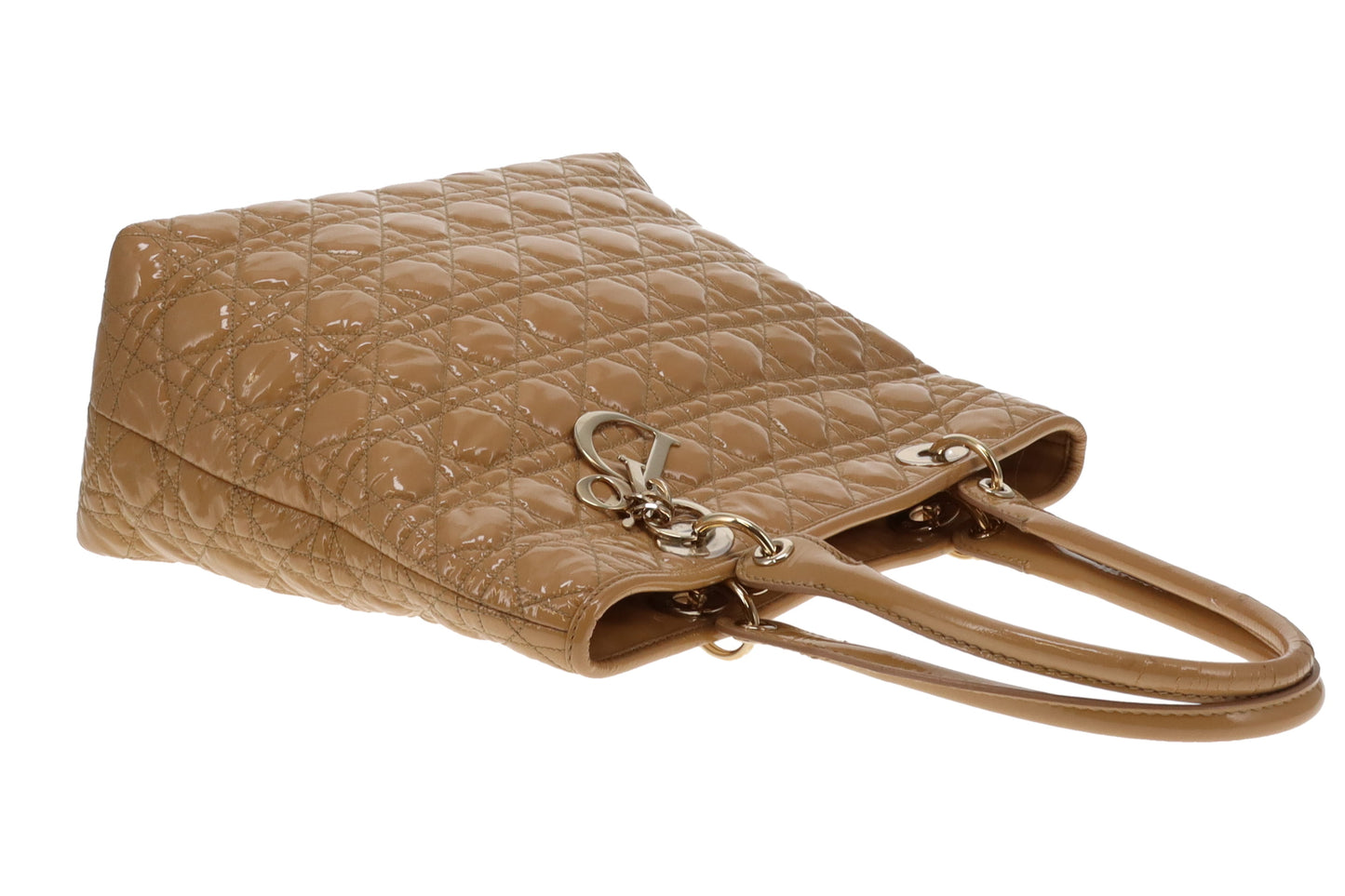 Dior Beige Cannage Patent Stitch Leather Quilted Tote 2010
