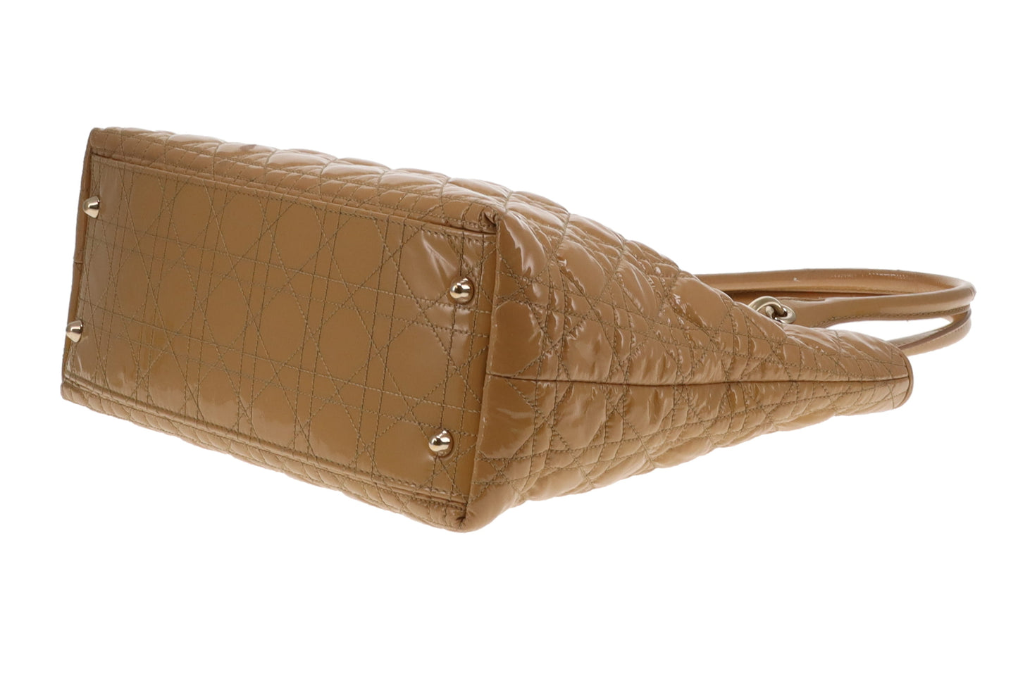 Dior Beige Cannage Patent Stitch Leather Quilted Tote 2010