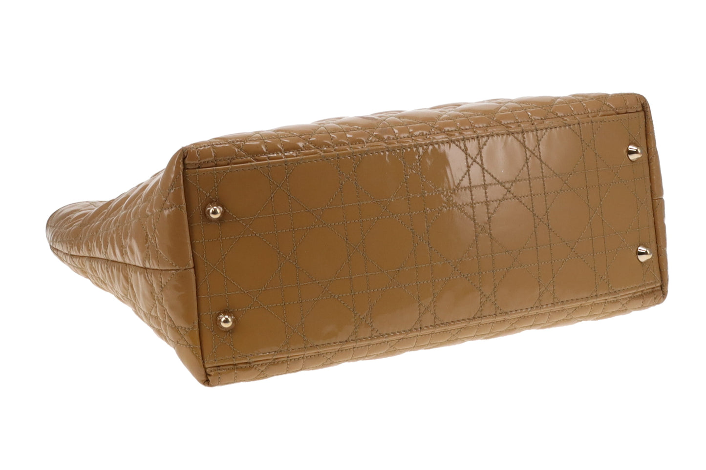 Dior Beige Cannage Patent Stitch Leather Quilted Tote 2010