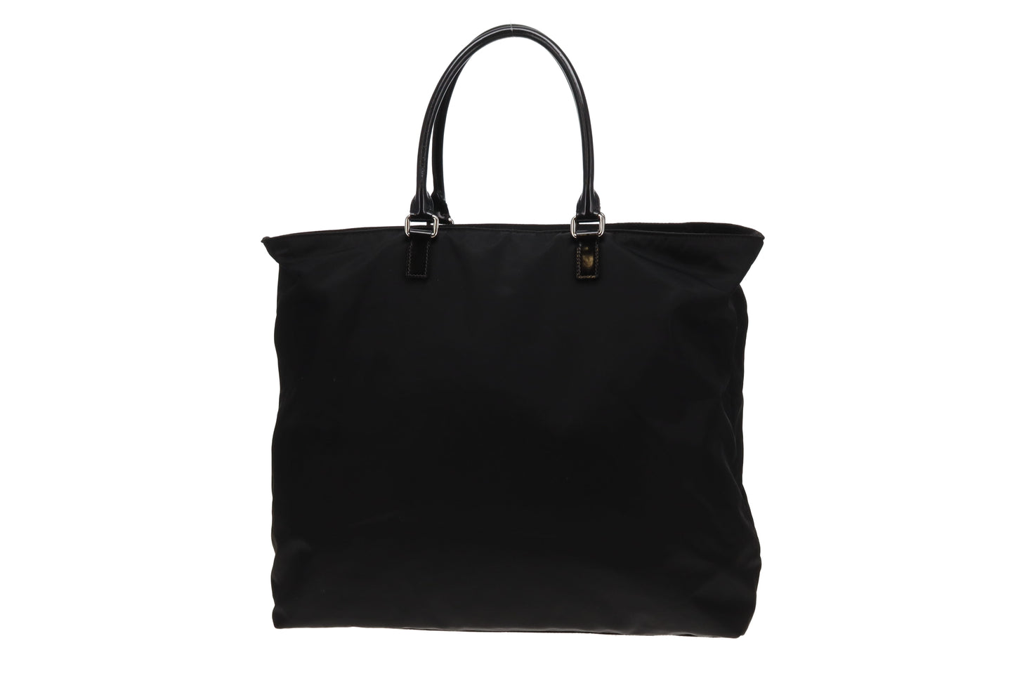 Prada Black Logo Nylon and Leather Tote with Charm